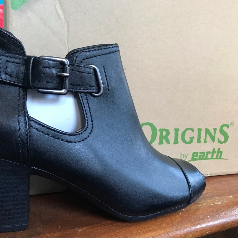 Earth Origins Black Open-Toe Ankle Bootie